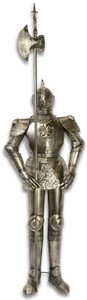 Casa Padrino knight armor with lance antique silver H. 213 cm - Medieval Deco Iron Armor