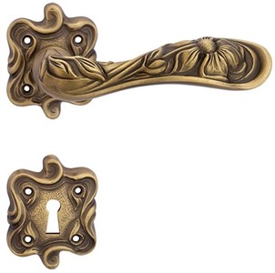 Casa Padrino set di maniglia per porta barocco ottone patinato 14 x H. 6,8 cm - Accessori per Hotel e Ristoranti Barocco 