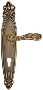 Casa Padrino set di maniglia per porta barocco ottone patinato 14 x H. 33,5 cm - Maniglie per Porte Stile Barocco