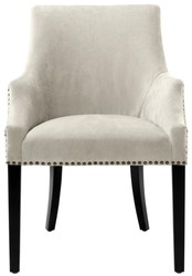 Casa Padrino luxury dining chair with armrests sand colors / black 60 x 71 x H. 92 cm - Dining Room Furniture