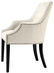 Casa Padrino luxury dining chair with armrests sand colors / black 60 x 71 x H. 92 cm - Dining Room Furniture