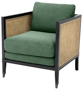 Casa Padrino Fauteuil de Luxe Vert / Noir / Naturel 71 x 68,5 x H. 84 cm - Mobilier de l'Hôtel