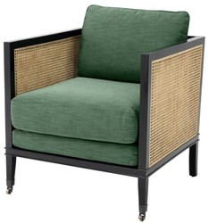 Casa Padrino Fauteuil de Luxe Vert / Noir / Naturel 71 x 68,5 x H. 84 cm - Mobilier de l'Hôtel