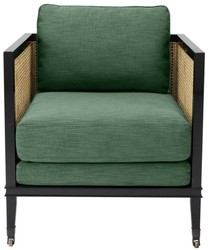 Casa Padrino Fauteuil de Luxe Vert / Noir / Naturel 71 x 68,5 x H. 84 cm - Mobilier de l'Hôtel