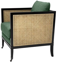 Casa Padrino Fauteuil de Luxe Vert / Noir / Naturel 71 x 68,5 x H. 84 cm - Mobilier de l'Hôtel