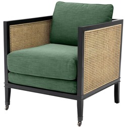 Casa Padrino Fauteuil de Luxe Vert / Noir / Naturel 71 x 68,5 x H. 84 cm - Mobilier de l'Hôtel