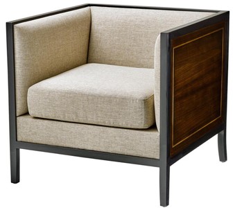 Casa Padrino poltrona di lusso grigio / nero / marrone 70 x 70 x H. 67,5 cm - Arredo Hotel