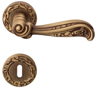 Casa Padrino set di maniglia per porta barocco ottone patinato 14 x H. 5,3 cm - Maniglie per Porte in Stile Barocco