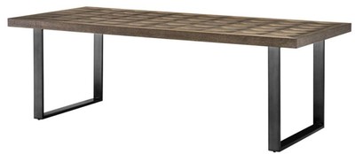 Casa Padrino dining table brown / bronze 230 x 100 x H. 75 cm - Luxury Kitchen Table with Oak Veneer Table Top