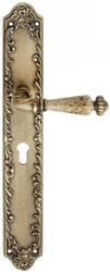 Casa Padrino conjunto de manija de puerta barroco latón patinado 15,1 x H. 40.6 cm - Conjunto de manija de Estilo Barroco con Mango de Porcelana Noble