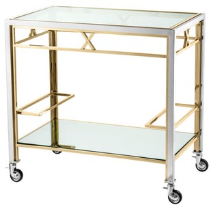 Casa Padrino chariots de nourriture argent / or 80 x 48 x H. 76,5 cm - Hotel Restaurant Gastronomie Accessoires
