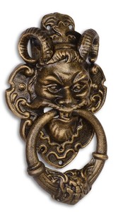 Casa Padrino door knocker Baroque Devil Face cast iron bronze colors 32.7 cm - Antique Jugendstil Gründerzeit
