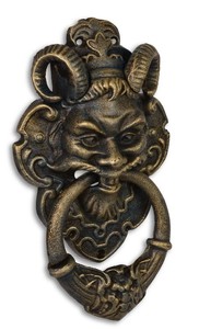 Casa Padrino door knocker Baroque Devil Face cast iron brass colors 32.7 cm - Antique Jugendstil Gründerzeit