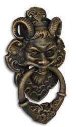 Porta battente di Casa Padrino Barocco Faccia Diavolo in ghisa color ottone 32,7 cm - Antique Jugendstil Gründerzeit