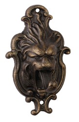 Battente per porta Casa Padrino Testa di leone barocco con linguetta in ghisa 18,4 cm - Antique Jugendstil Gründerzeit