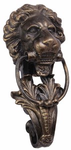 Casa Padrino baroque cast iron lion head door knocker bronze H. 41 cm - Baroque Decoration Accessories