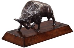 Casa Padrino luxury bison bronze figure bronze / brown 35 x 18 x H. 20 cm - Deco Figurine with Mahogany Wooden Base