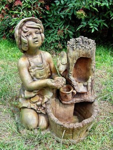 Casa Padrino Fuente de Jardín Deco Verde / Marrón H. 59 cm - Fuente de Piedra Artificial de Lujo Casa Padrino Fuente de Jardín Deco Verde / Marrón H. 59 cm - Fuente de Piedra Artificial de Lujo