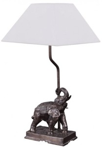 Casa Padrino lampe de table en bronze éléphant 35 x 29 x H. 50 cm - Lampe de Table de Luxe avec Abat-Jour Blanc