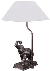 Casa Padrino lampe de table en bronze éléphant 35 x 29 x H. 50 cm - Lampe de Table de Luxe avec Abat-Jour Blanc