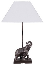 Casa Padrino lampe de table en bronze éléphant 35 x 29 x H. 50 cm - Lampe de Table de Luxe avec Abat-Jour Blanc