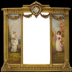 Specchio da parete in oro barocco di lusso Casa Padrino - B. 152,5 cm x L. 146,4 cm - Specchio dorato con ornamenti floreali - Destra e sinistra con dipinti barocchi Specchio da parete in oro barocco di lusso Casa Padrino - B. 152,5 cm x L. 146,4 cm - Specchio dorato con ornamenti floreali - Destra e sinistra con dipinti barocchi