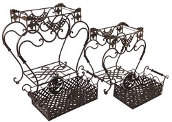 Casa Padrino Ensemble baroque en métal avec support en métal pour plantes - Rust Pot - Stand de fleurs