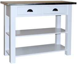 Casa Padrino consola de estilo campestre con 2 cajones blanco / plata 110 x 45 x H. 89 cm - Consola con Tapa Galvanizada