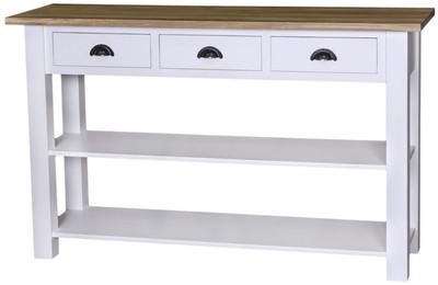 Casa Padrino console de style campagnard avec 3 tiroirs couleurs blanc / naturel 145 x 45 x H. 89 cm - Mobilier de Style Campagnard 