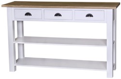 Casa Padrino consola estilo campestre con 3 cajones blanco / natural 145 x 45 x H.  89 cm - Muebles Estilo Campestre 