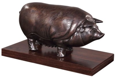 Casa Padrino figurine en bronze de luxe sur socle en bois bronze / brun foncé 35 x 17 x H. 19 cm - Figurine Déco