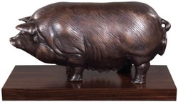 casa padrino luxus designer wohnzimmer hotel restaurant club bar büro deko accessoires schwein figur bronzefigur skulptur mit holzsockel