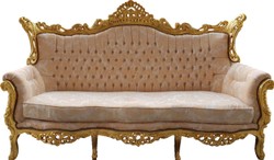 Casa Padrino Juego de salón barroco Master motivo crema y oro con brillantes, sofá de 3 plazas y 2 sillones Casa Padrino Juego de salón barroco Master motivo crema y oro con brillantes, sofá de 3 plazas y 2 sillones