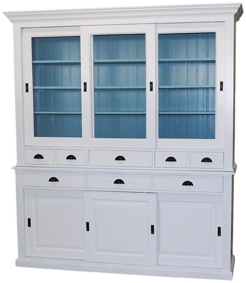 Casa Padrino Landhausstil Küchenschrank 199 x 48 x H. 225 cm - Verschiedene Farben - 2 Teiliger Küchenschrank mit 6 Schiebetüren und 8 Schubladen