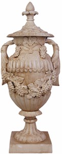 Casa Padrino urna / vaso in ghisa barocco con coperchio bianco antico 38 x 32 x H. 91,4 cm - Decorazione da Giardino in Stile Barocco
