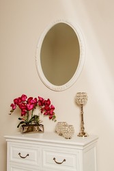 Casa Padrino Specchio Barocco Bianco / Oro 57 x H. 77 cm - Specchio Ovale da Parete Barocco con Cornice in Legno Casa Padrino Specchio Barocco Bianco / Oro 57 x H. 77 cm - Specchio Ovale da Parete Barocco con Cornice in Legno