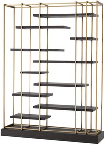 Casa Padrino Soggiorno Cabinet Mensola di Lusso Grigio Scuro / Ottone 166 x 45 x H. 222 cm - Armadio del Soggiorno