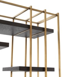 Casa Padrino Soggiorno Cabinet Mensola di Lusso Grigio Scuro / Ottone 166 x 45 x H. 222 cm - Armadio del Soggiorno