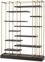 Casa Padrino Soggiorno Cabinet Mensola di Lusso Grigio Scuro / Ottone 166 x 45 x H. 222 cm - Armadio del Soggiorno