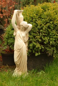 Casa Padrino Jugendstil Skulptur Frau mit Krug 22 x H. 90 cm - Gartendeko Figur 