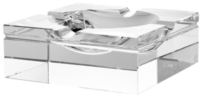 Casa Padrino posacenere di lusso in vetro cristallo 20 x 20 x H. 7,5 cm - Accessori Soggiorno