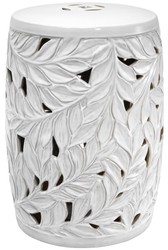 Casa Padrino Cerámica Deco Tambor Blanco Ø 34 x H. 48 cm - Decoración de la Sala de Estar de Lujo