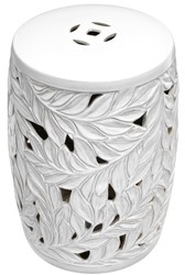 Casa Padrino Cerámica Deco Tambor Blanco Ø 34 x H. 48 cm - Decoración de la Sala de Estar de Lujo