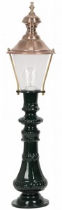 Casa Padrino Lanterna da Giardino Art Nouveau Verde / Rame Ø 19 x H. 80 cm - Luce da Esterno Terrazze Giardino Resistente agli Agenti Atmosferici