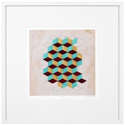 Casa Padrino juego de imágenes de decoración de lujo de patrón geométrico multicolor / blanco 85 x H. 85 cm - Láminas con Marco de Madera