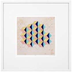 Casa Padrino juego de imágenes de decoración de lujo de patrón geométrico multicolor / blanco 85 x H. 85 cm - Láminas con Marco de Madera