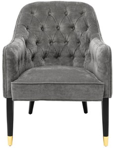 Casa Padrino Luxus Sessel Grau / Schwarz / Gold 65 x 80 x H. 88 cm - Chesterfield Möbel