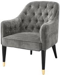Casa Padrino Poltrona di Lusso Grigio / Nero / Oro 65 x 80 x H. 88 cm - Mobili Chesterfield