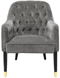 Casa Padrino Poltrona di Lusso Grigio / Nero / Oro 65 x 80 x H. 88 cm - Mobili Chesterfield