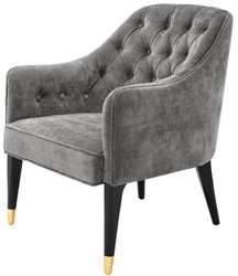 Casa Padrino Poltrona di Lusso Grigio / Nero / Oro 65 x 80 x H. 88 cm - Mobili Chesterfield